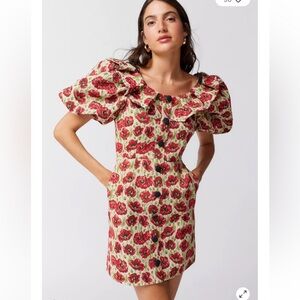 NWT SISTER JANE SHIRLEY POPPY TAPESTRY DRESS - TAN RED FLORAL Sz Small